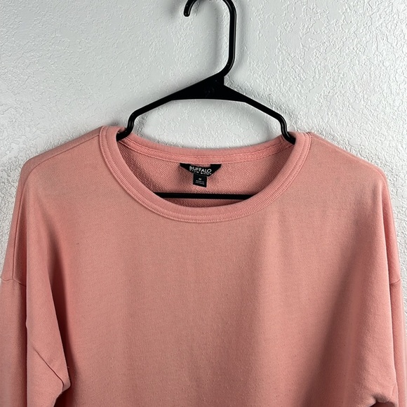 Buffalo David Bitton Womens Long Sleeve Pullover Pink Knit Sweatshirt Sz M Cozy - Picture 7 of 9